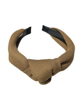Brown Wide Textured Fabric Fashion Headband w/ Knot